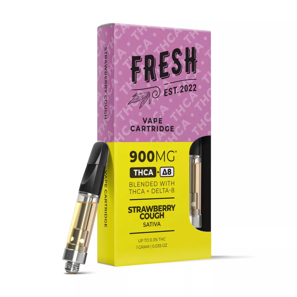 900mg THCa Delta 8 Strawberry Cough Vape Cart – Fresh