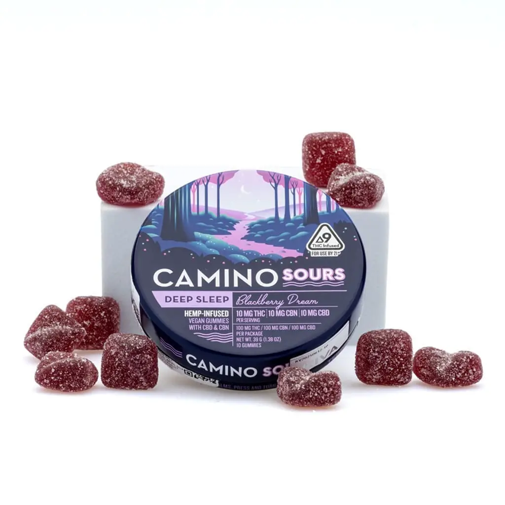 Camino Sours Delta 9 THC, CBD and CBN Deep Sleep Gummies – Blackberry Dream