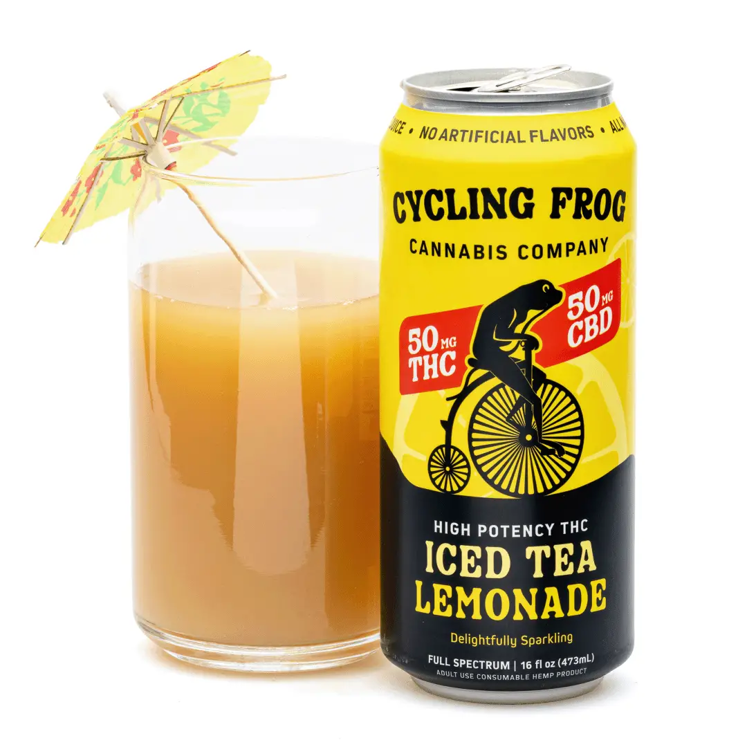 Cycling Frog High Potency THC + CBD Seltzer 4 Pack – Iced Tea Lemonade (200 mg Delta 9 THC + 200 mg CBD Total)