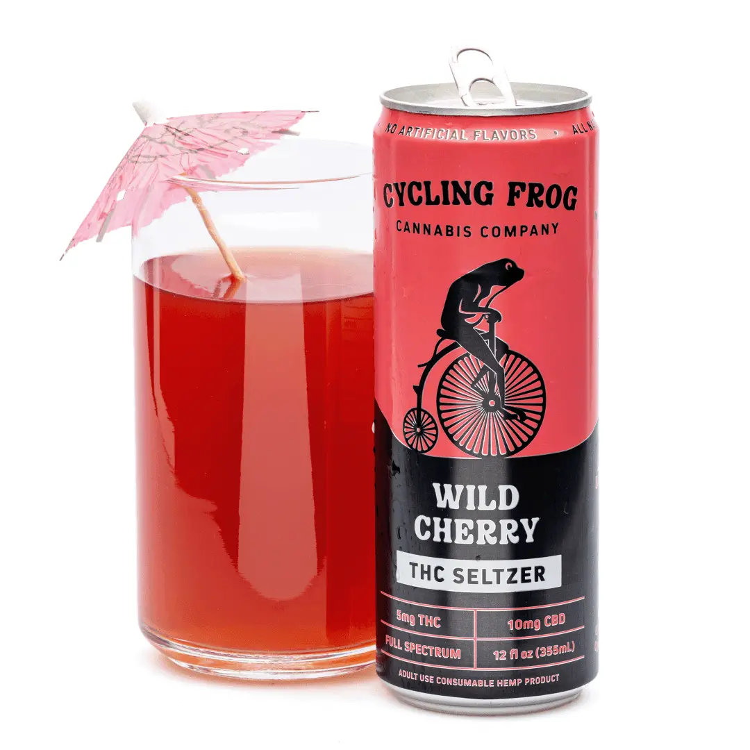 Cycling Frog THC + CBD Seltzer 6 Pack – Wild Cherry (30 mg Delta 9 THC + 60 mg CBD Total)