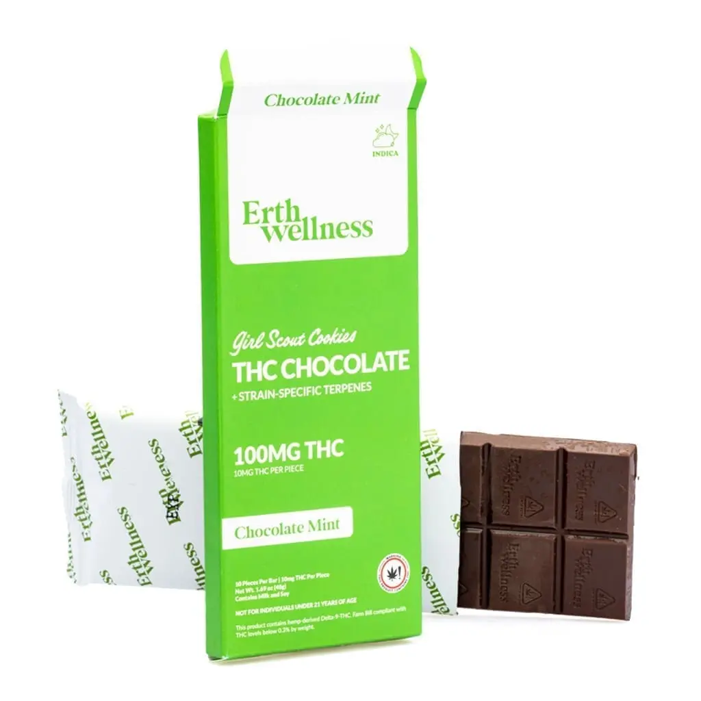 Erth Wellness Delta 9 THC Live Resin Chocolate Bar – Girl Scout Cookies Indica