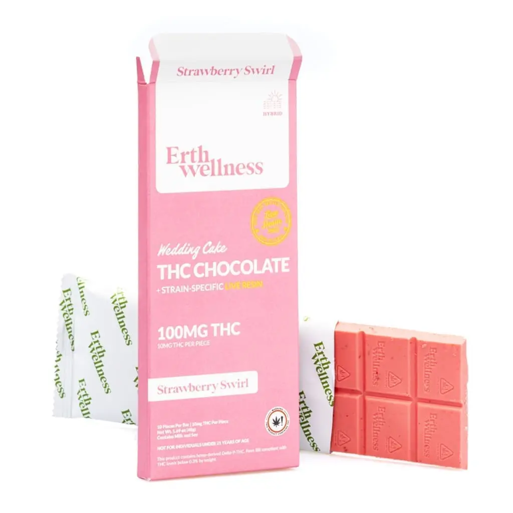 Erth Wellness Delta 9 THC Live Resin Chocolate Bar – Wedding Cake Hybrid