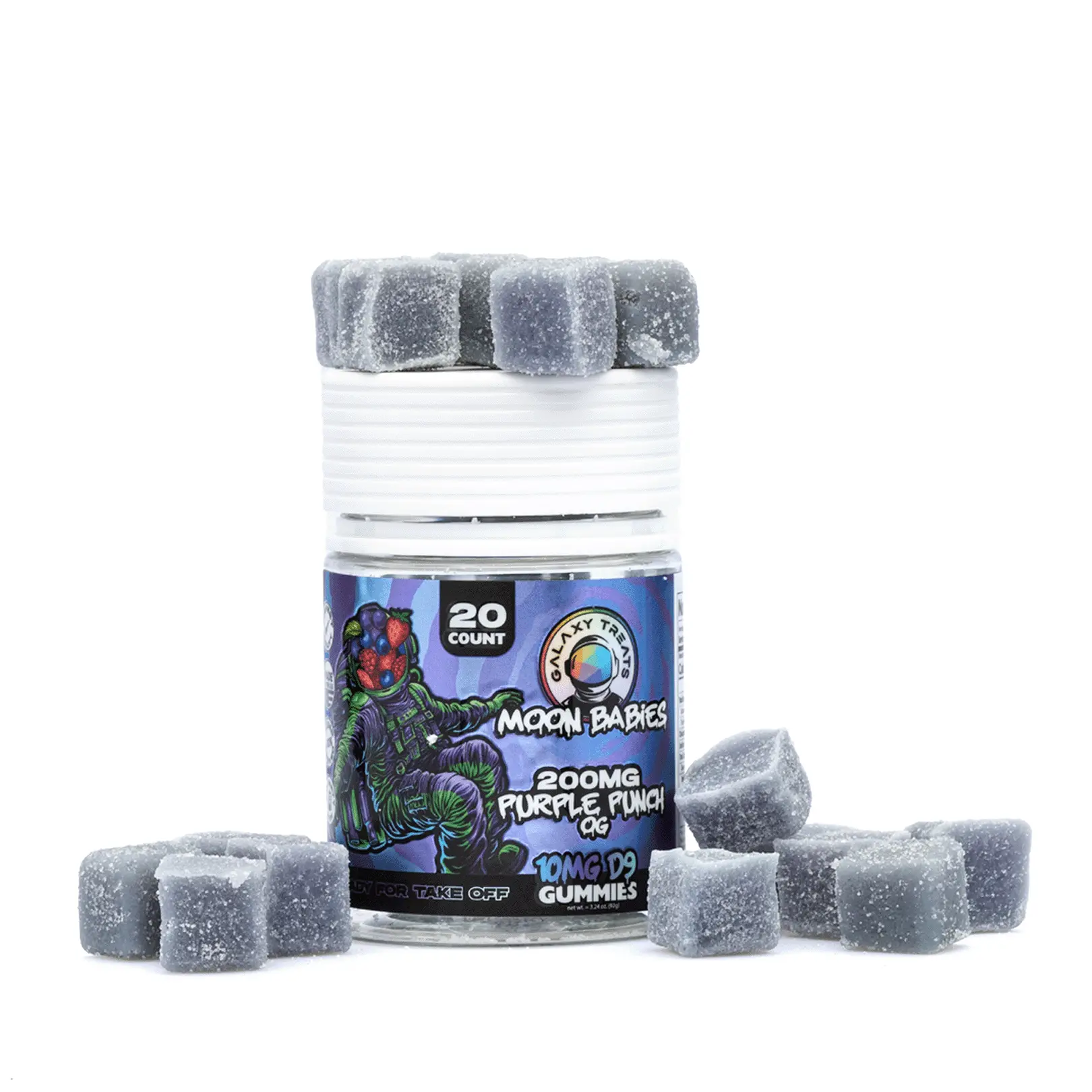Galaxy Treats Moon Babies Delta 9 THC Gummies – Purple Punch (200 mg Total Delta 9 THC + 200 mg Total CBD)