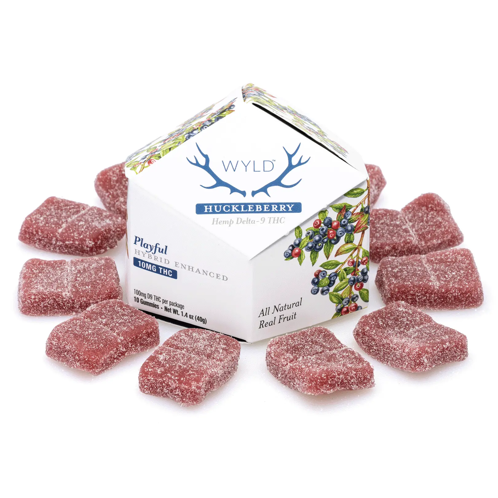 Wyld Delta 9 THC Playful Hybrid Gummies – Huckleberry – 10 Count (100 mg Delta 9 THC Total)